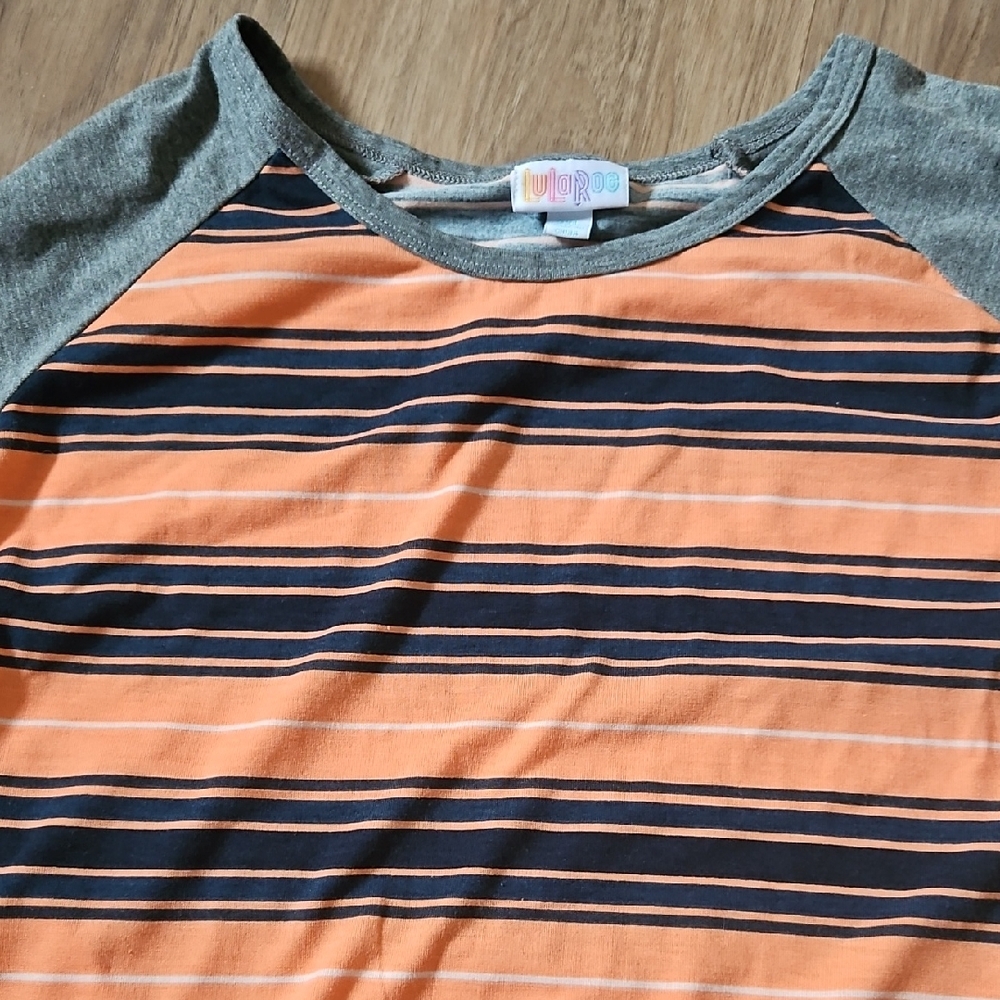 LuLaRoe Orange and Black Striped Long Sleeve Tee
